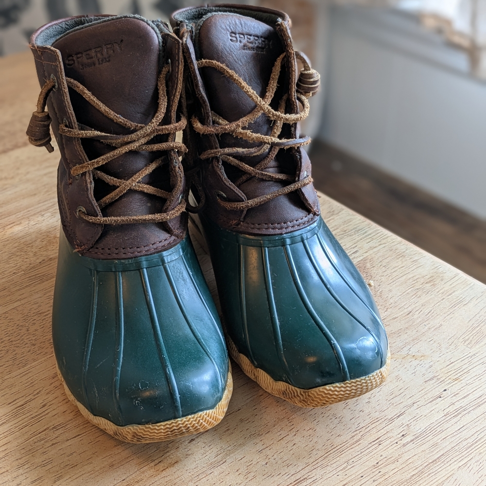 Sperry Green and Brown Rain & Snow Boots